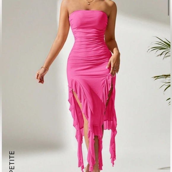 SHEIN ruffle tube dress | size small (US4 | pink - Picture 2 of 6
